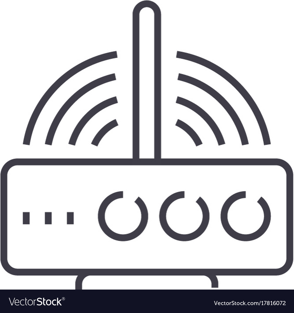 Wireless Router Line Icon Sig Royalty Free Vector Image