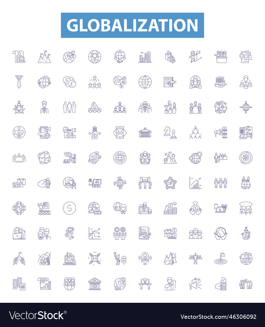 Globalization Line Icons Signs Set Royalty Free Vector Image