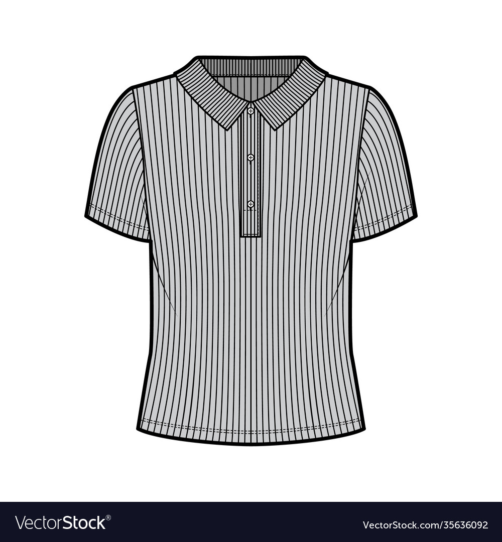 Ribbed Cotton Jersey Polo Shirt Technical Fashion Vector Image