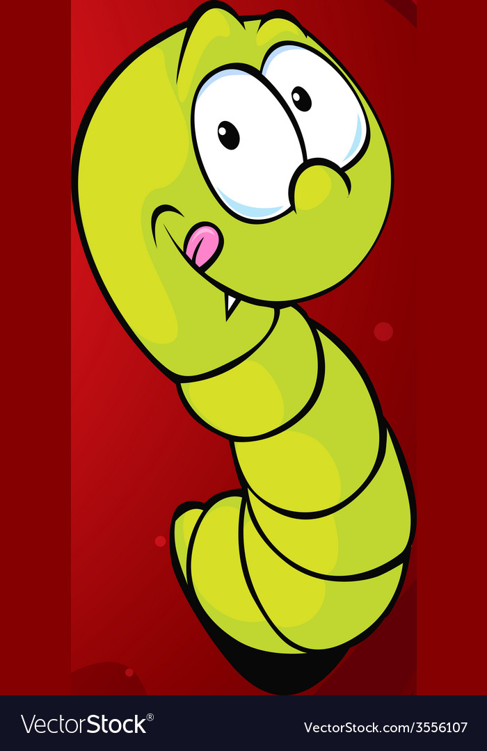 Cartoon Worm In Red Apple Royalty Free Vector Image