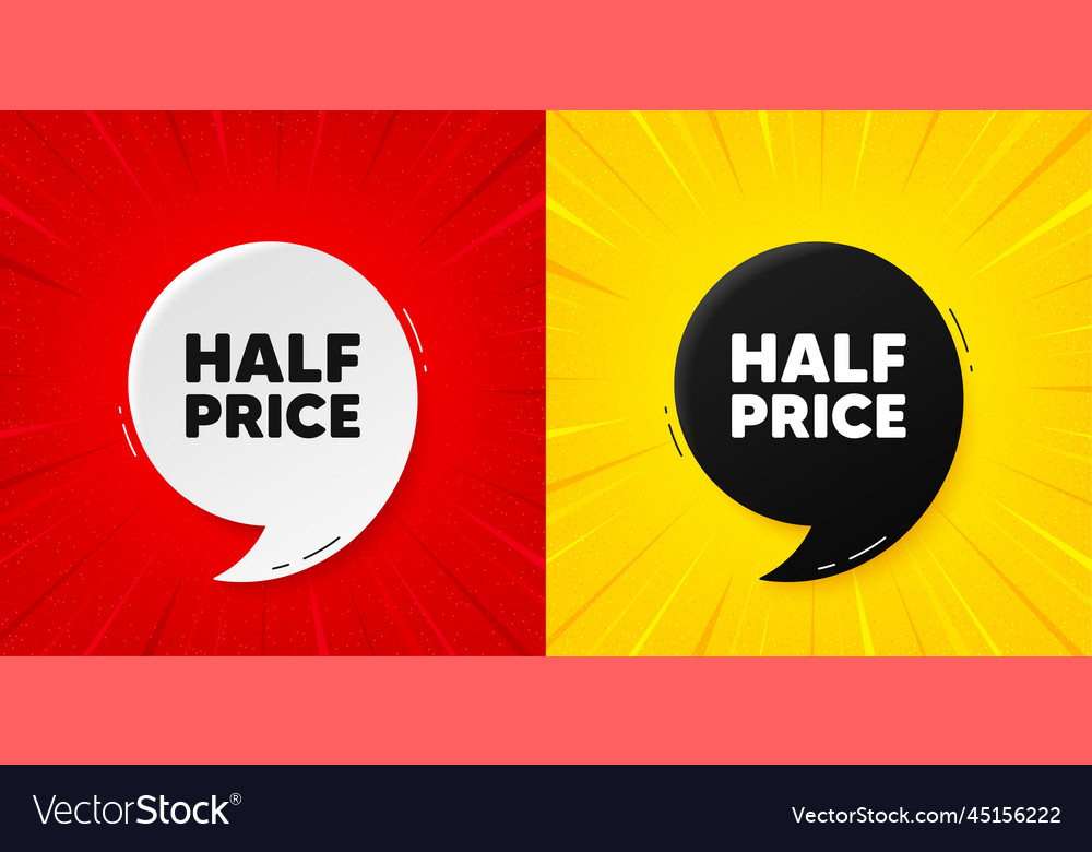 Half Price Tag Special Offer Sale Sign Flash Vector Image