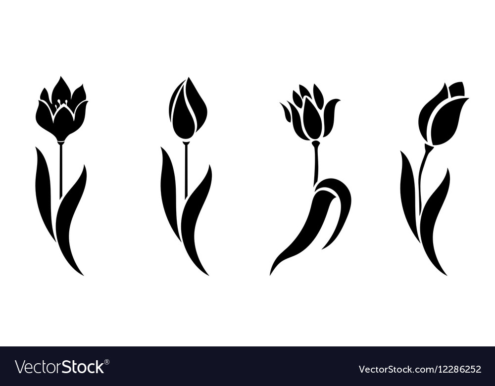 Beautiful Silhouettes Of Tulips Royalty Free Vector Image