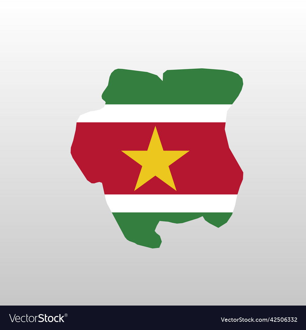 Surinam National Flag In Country Map Silhouette Vector Image