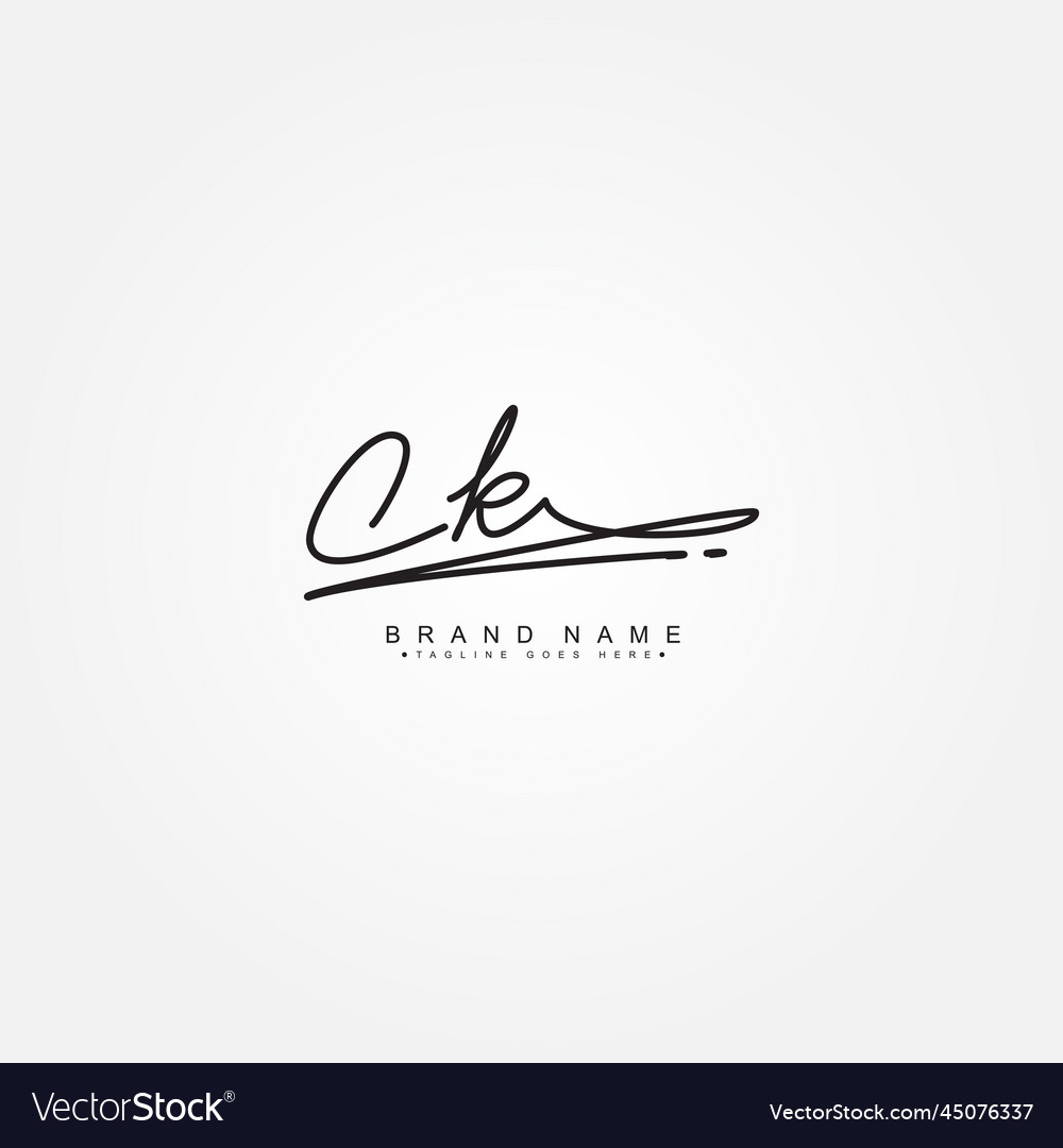 Ck Simple Signature Logo Handwritten Template Vector Image