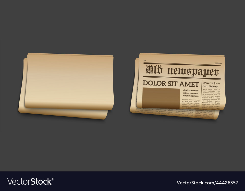 Old Newspaper Mockup Retro Newsprint Page Vector Image