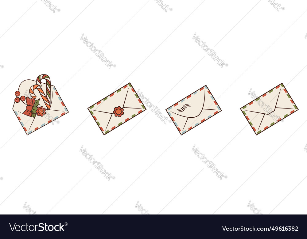 Set Of Christmas Envelopes Royalty Free Vector Image