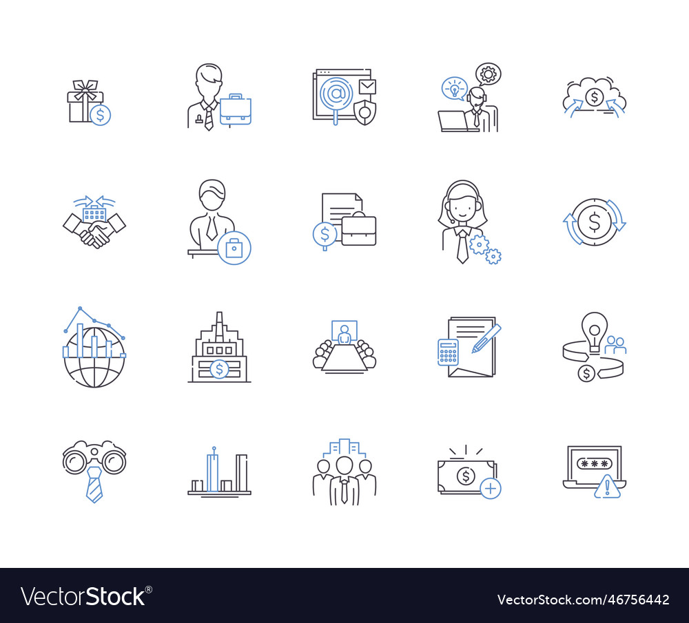 Mergers And Acquisitions Outline Icons Collection Vector Image