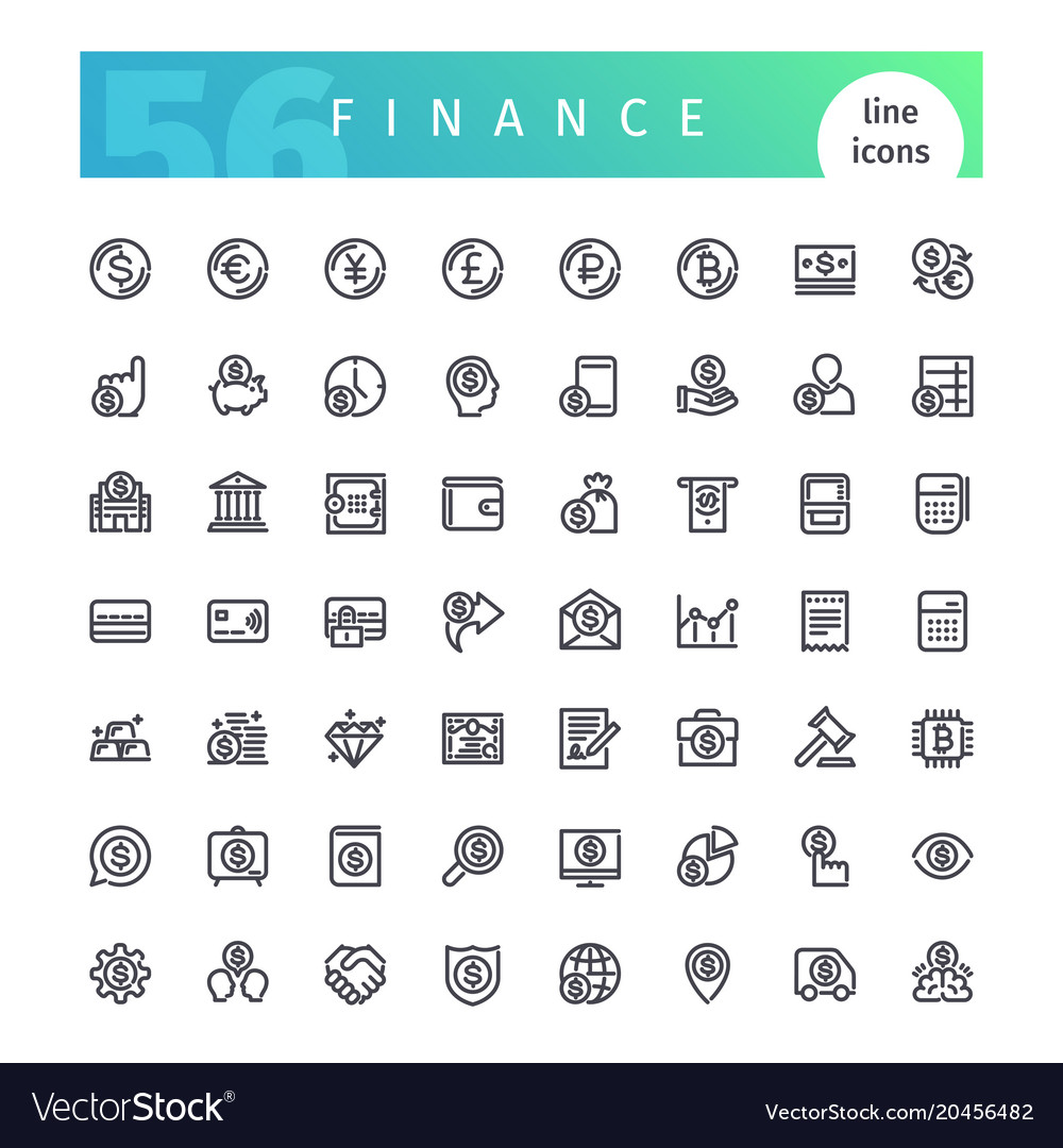 Finance Line Icons Set Royalty Free Vector Image