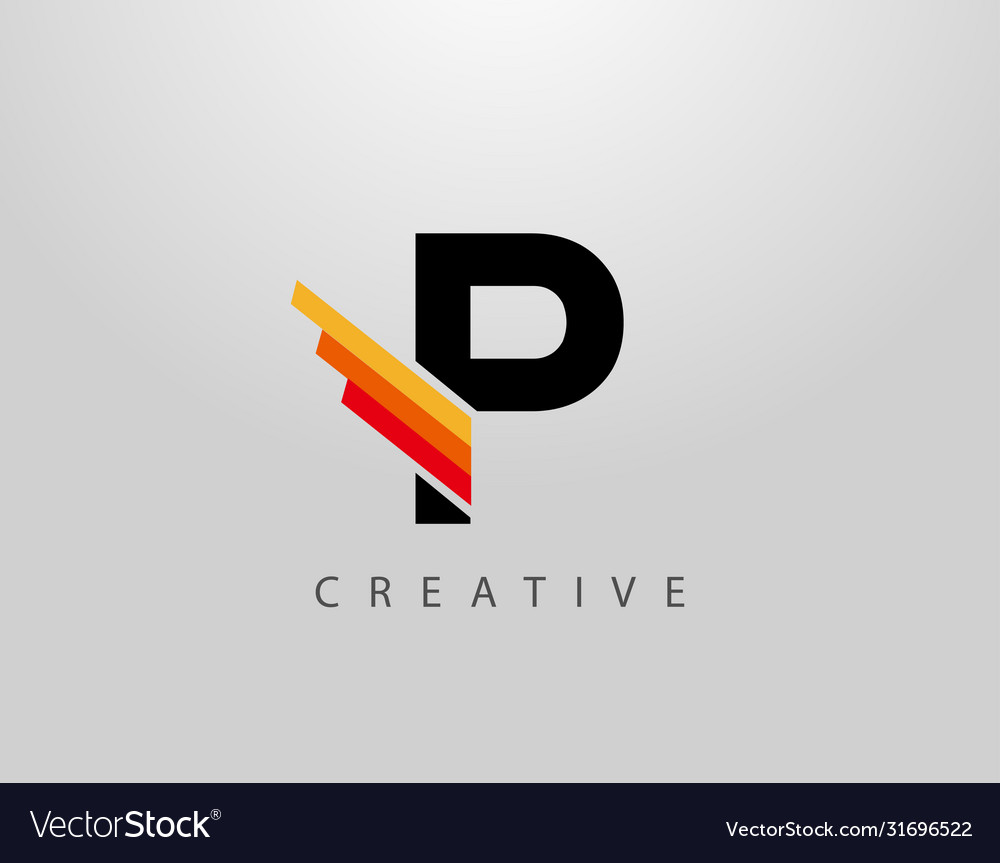 Initial P Monogram Logo Abstract Wing And Strip Vector Image