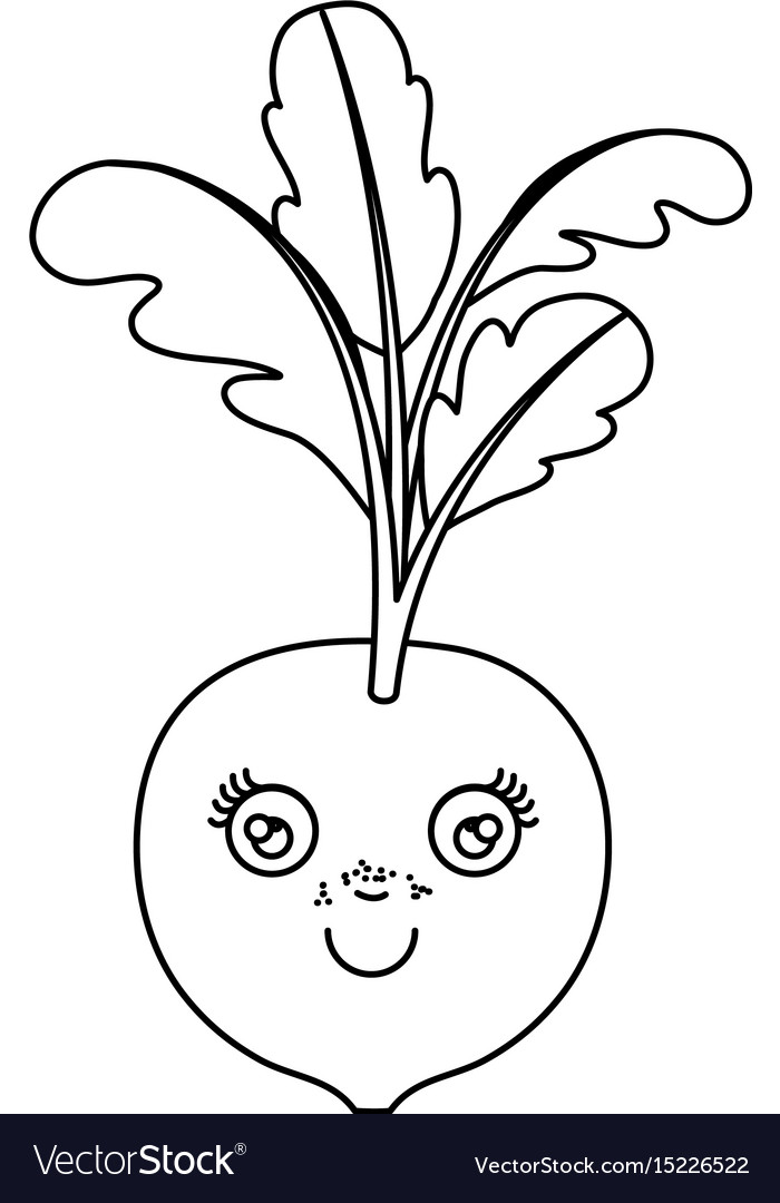 Monochrome Silhouette Of Cartoon Beet With Stem Vector Image