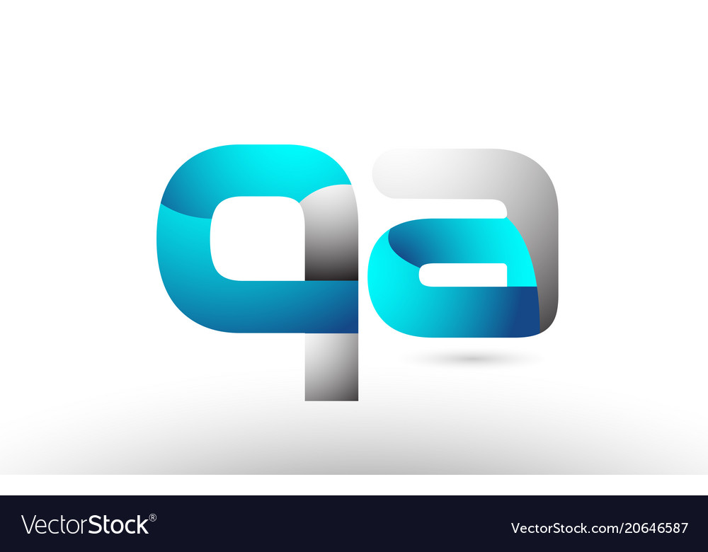 Grey Blue Alphabet Letter Qa Q A Logo 3d Design Vector Image