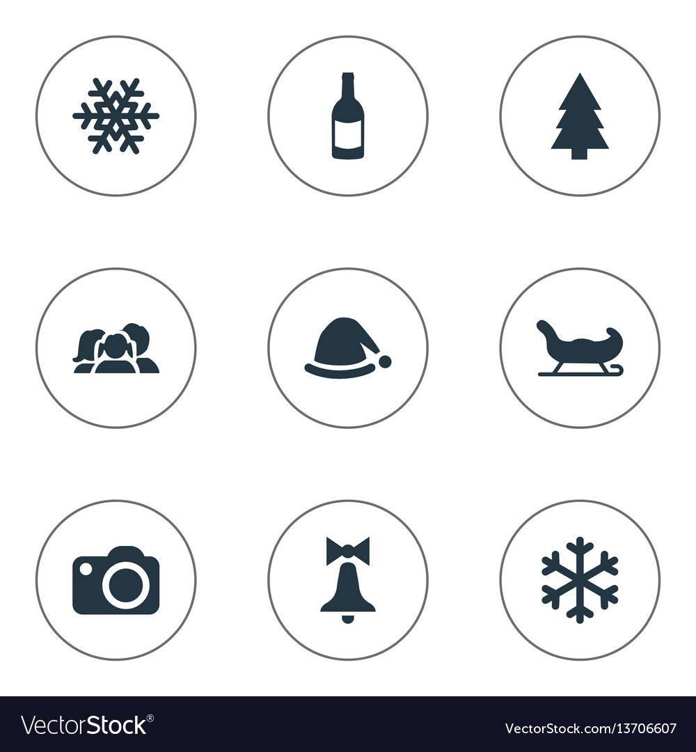 Set Of Simple Christmas Icons Royalty Free Vector Image