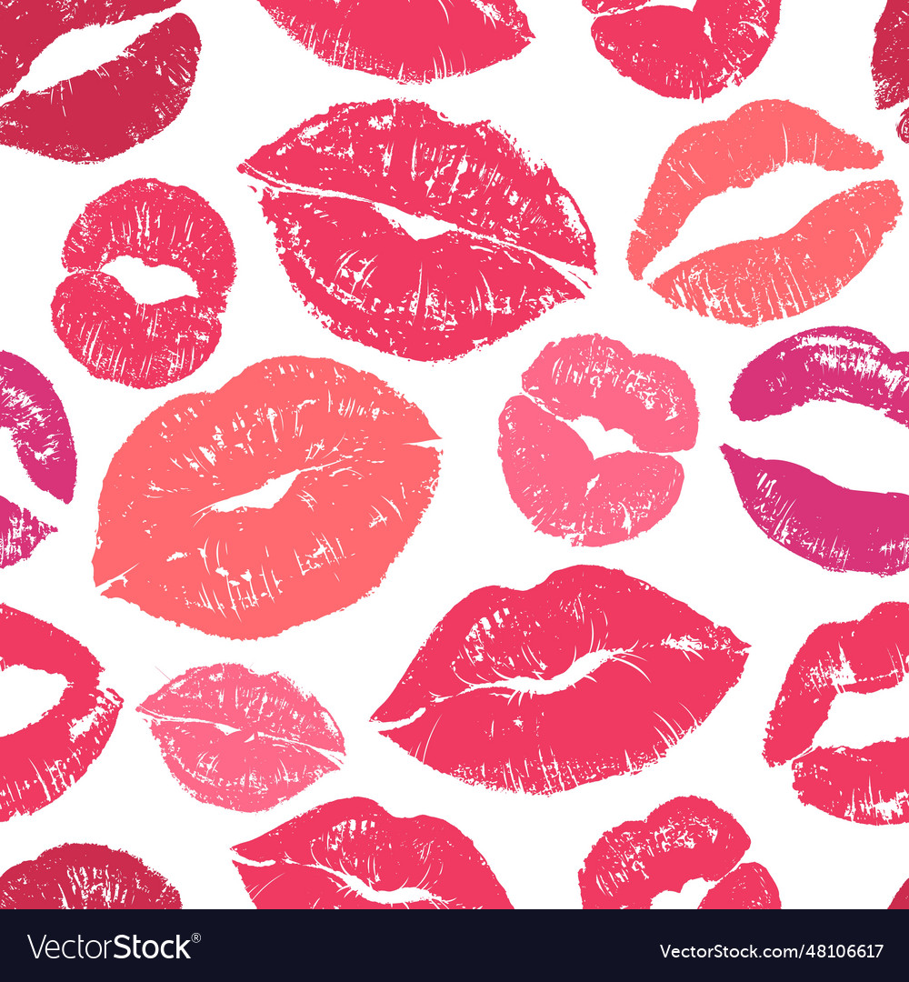 Lips Seamless Pattern Colourful Womans Royalty Free Vector