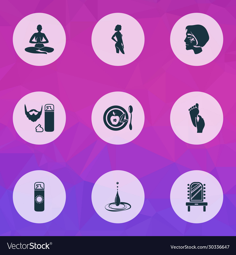 Glamour Icons Set With Foot Massage Water Drop Vector Image