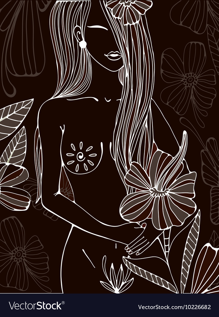 Beautiful Hand Drawn A Naked Woman Royalty Free Vector Image