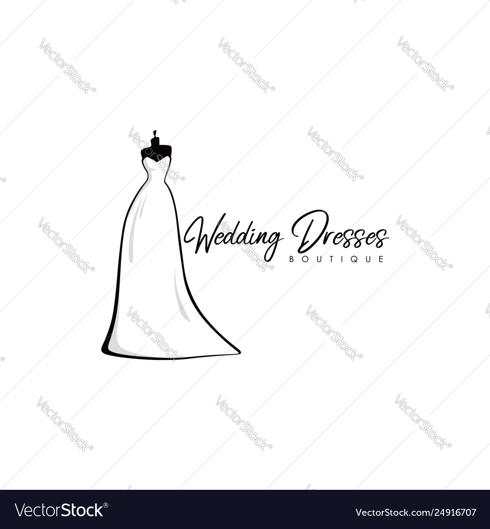 Monochrome Bridal Boutique Logo Wedding Dresses Vector Image