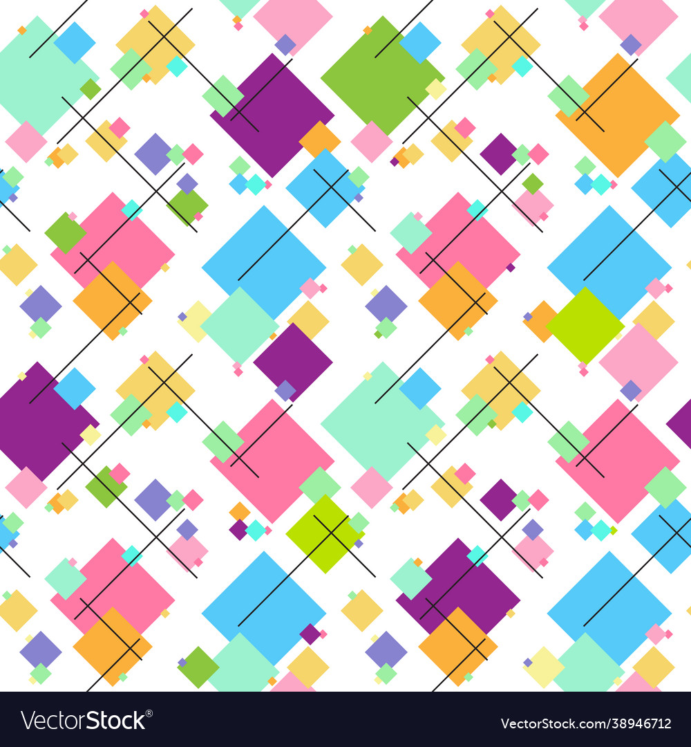 Seamless Geometric Pattern With Squares And Lines Vector Image