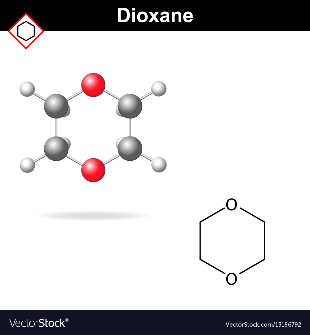 Chemical Structure And Model Of Dioxane Royalty Free Vector