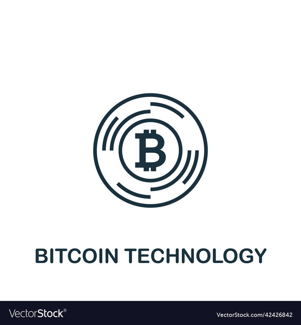 Bitcoin Technology Icon Monochrome Simple Fintech Vector Image