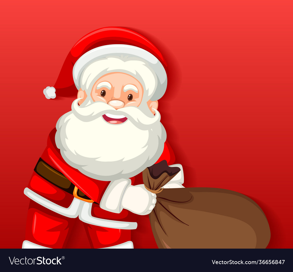 Cute Santa Claus Holding Bag Cartoon Character Vector Image