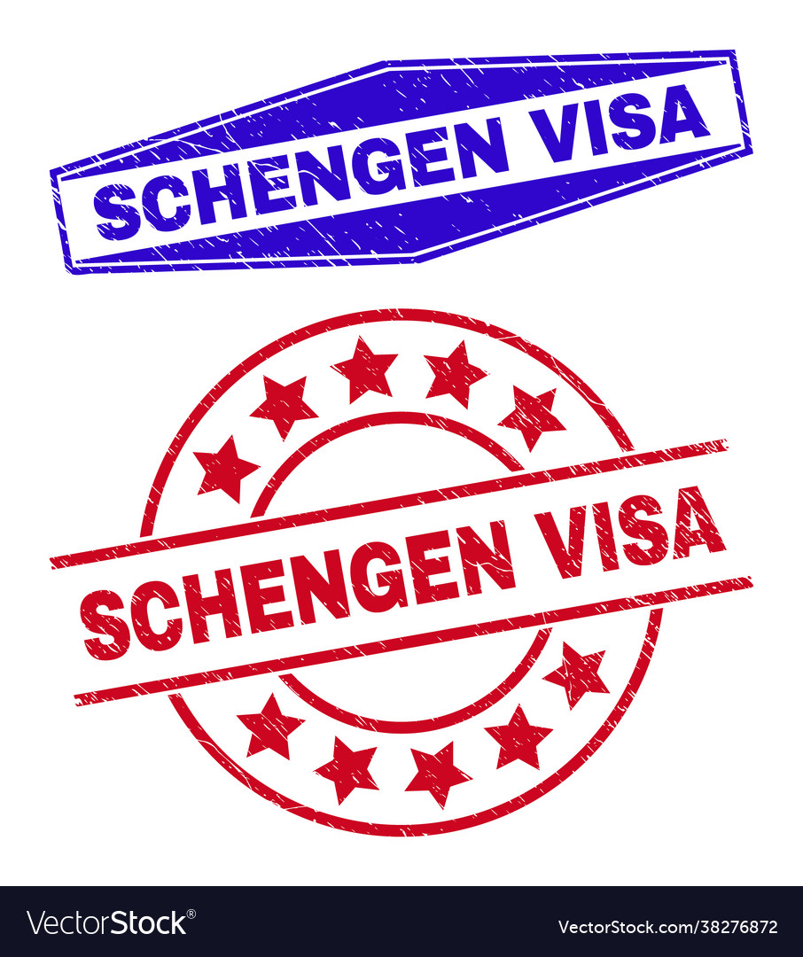 Schengen Visa Distress Stamps In Circle Royalty Free Vector