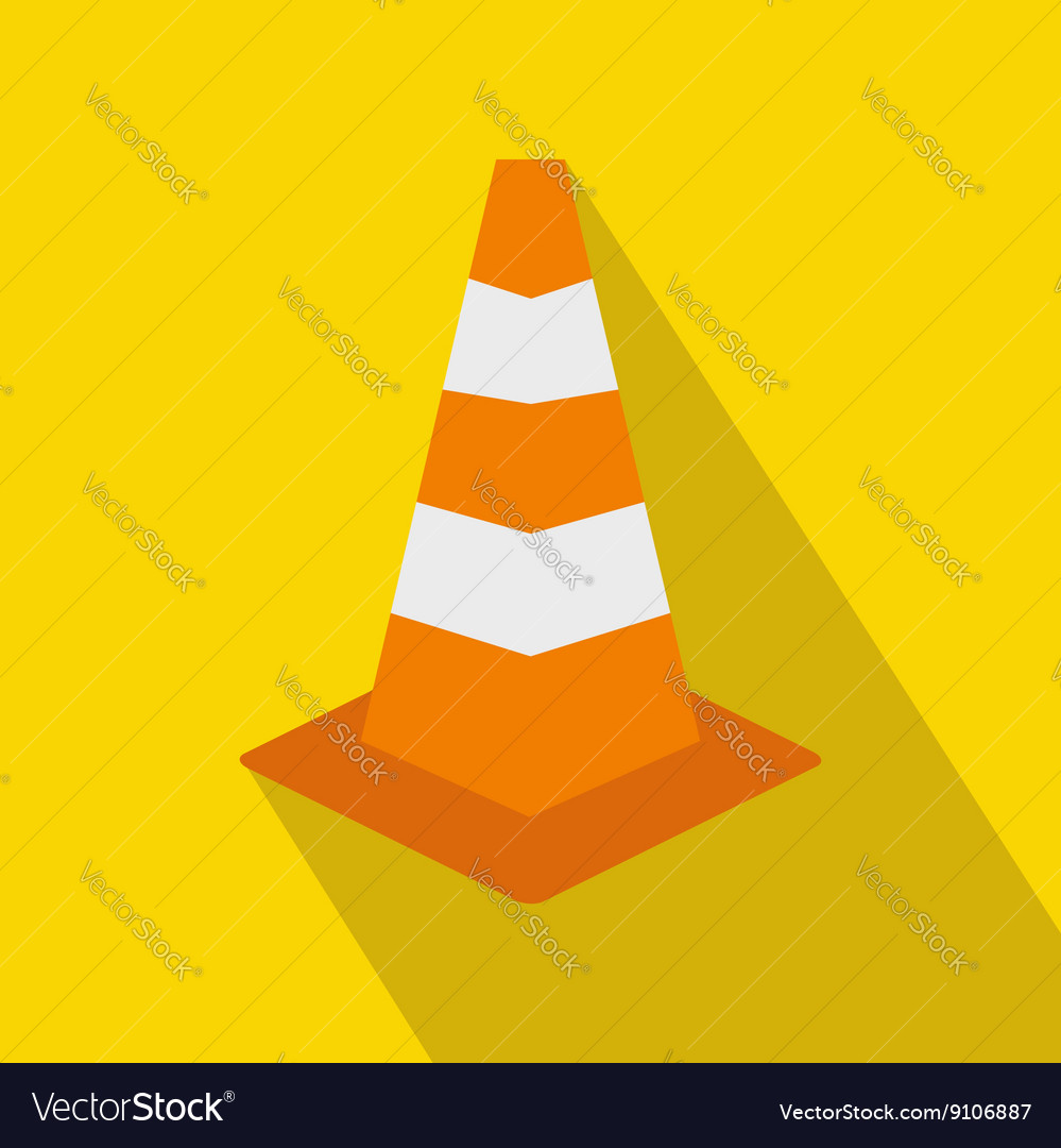 Traffic Cone Icon Flat Style Royalty Free Vector Image