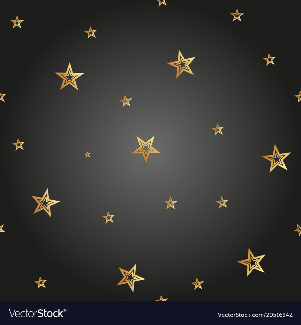 Gold Star Seamless Pattern Abstract Dark Modern Vector Image