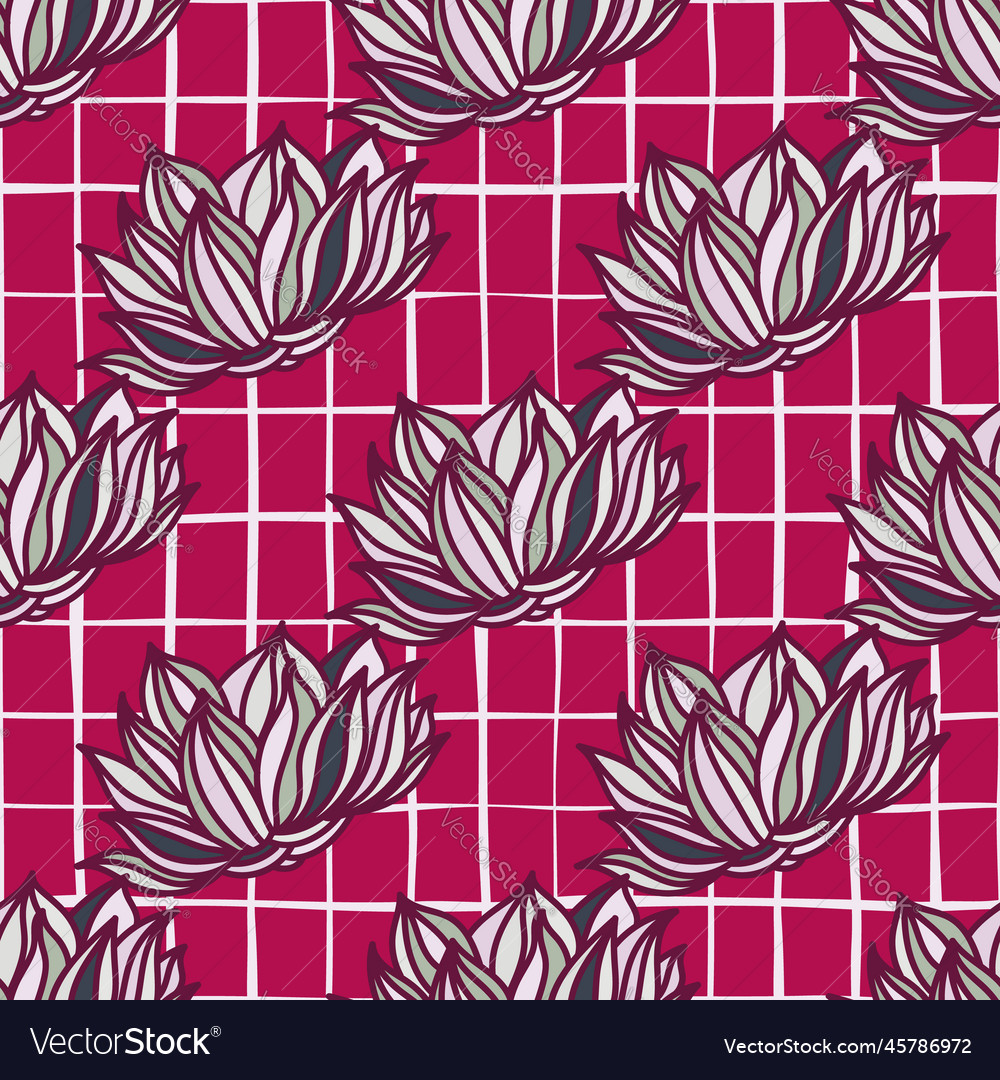 Stylish Lotus Flowers Seamless Pattern Royalty Free Vector