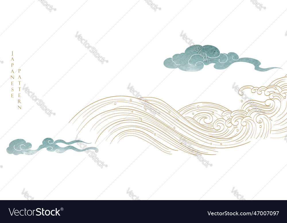 Japanese Background With Chinese Cloud And Blue Vector Image