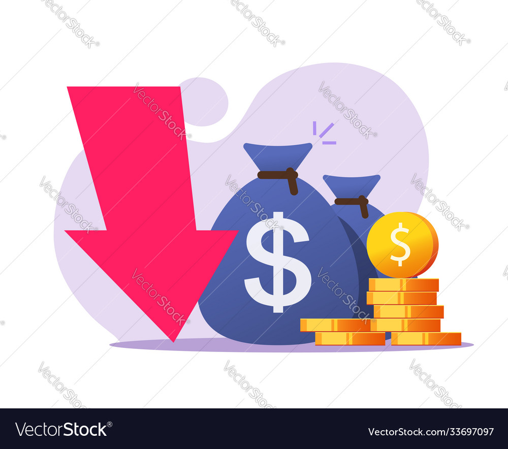 Loss Money Revenue Icon Economic Recession Vector Image