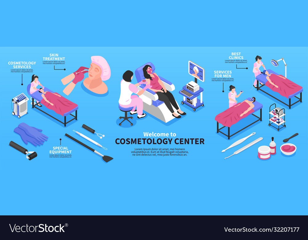 Isometric Cosmetology Center Infographics Vector Image