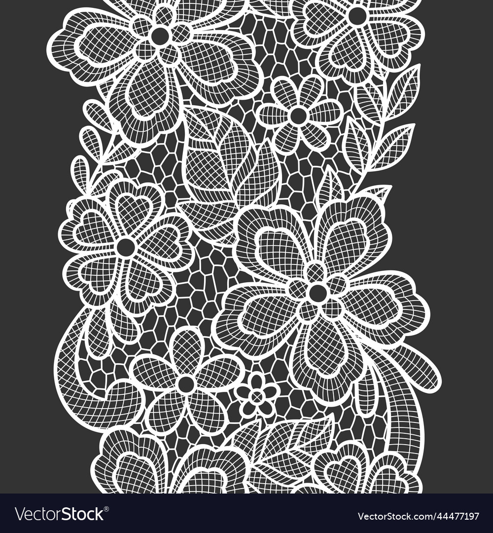 Lace Seamless Pattern With Flowers And Leaves Vector Image