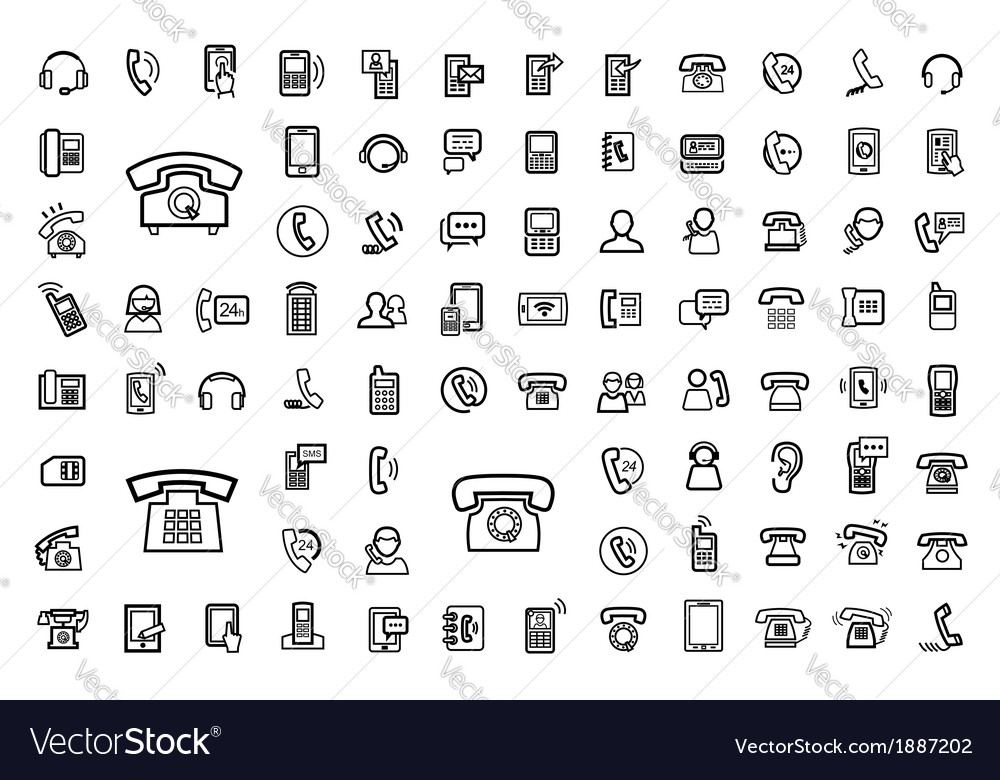 Black Phone Icons Set Royalty Free Vector Image