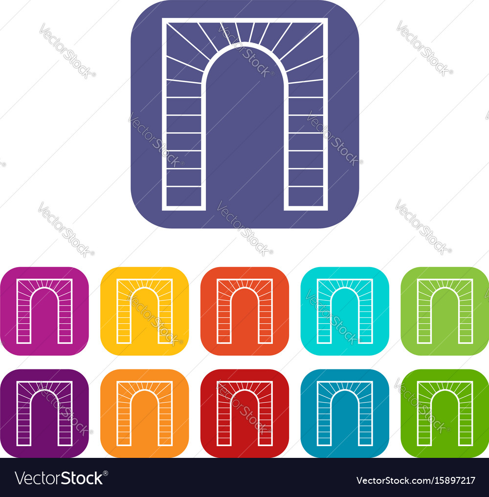 Arch Icons Set Royalty Free Vector Image VectorStock