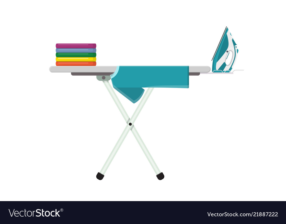 Ironing Board With Clothes And Iron Royalty Free Vector