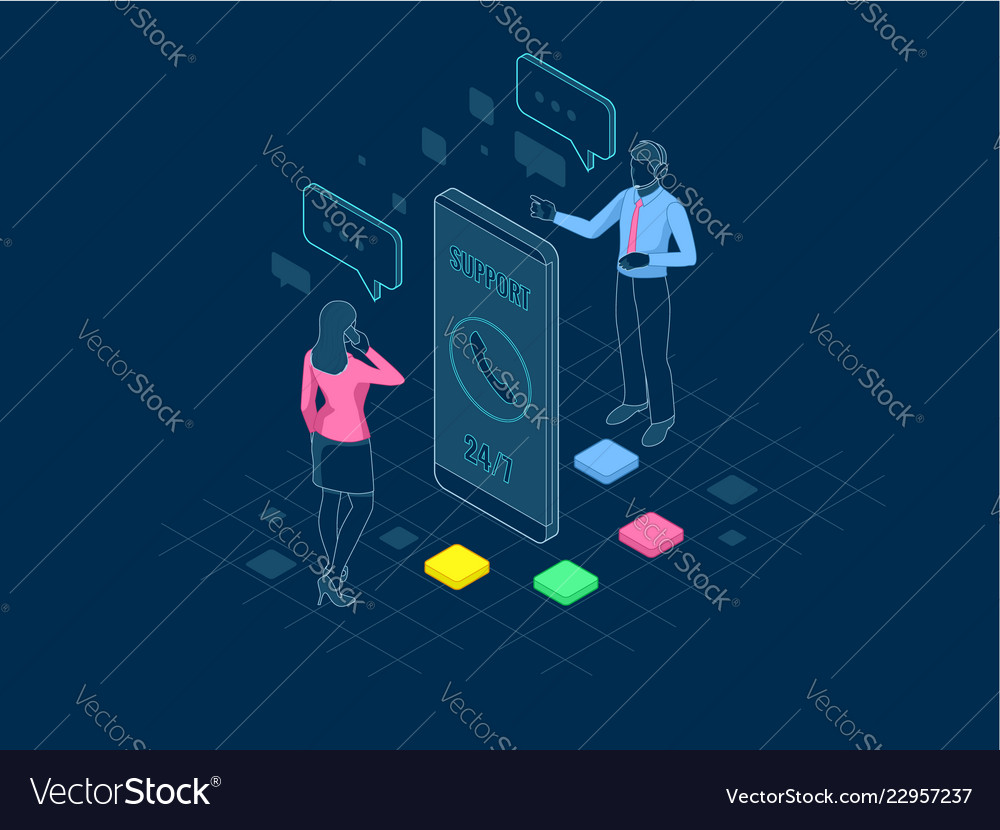 Isometric Effective Time Management In Outline Vector Image