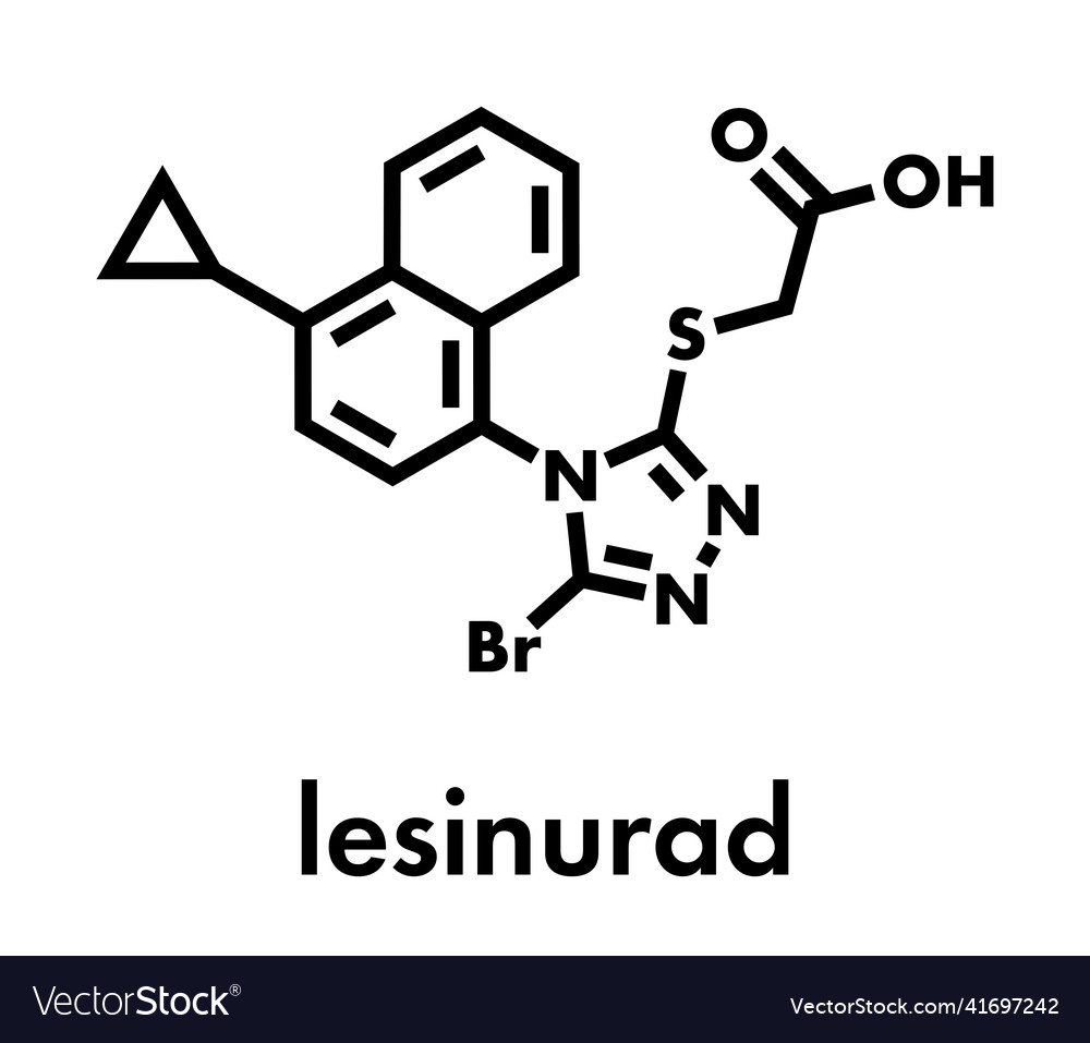 Lesinurad Gout Drug Molecule Skeletal Formula Vector Image