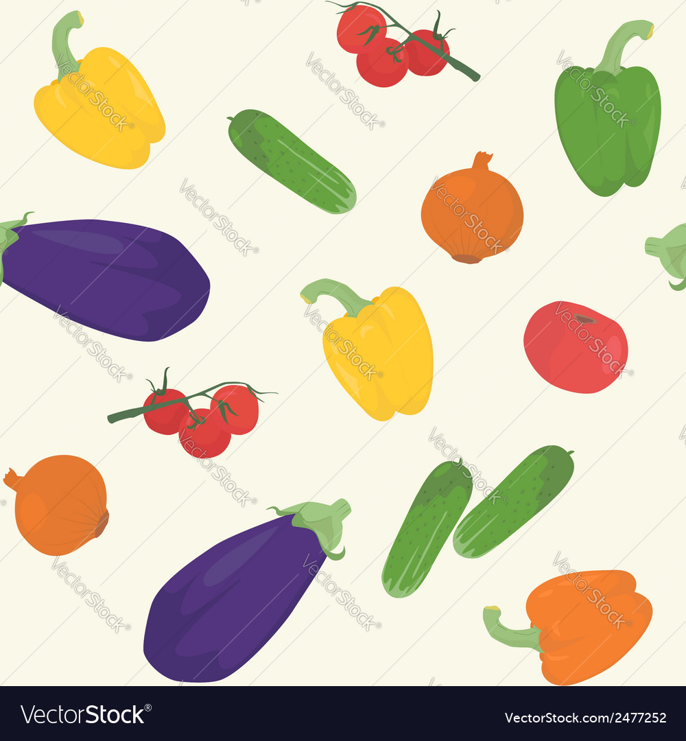 Seamless Pattern With Various Vegetables Vector Image