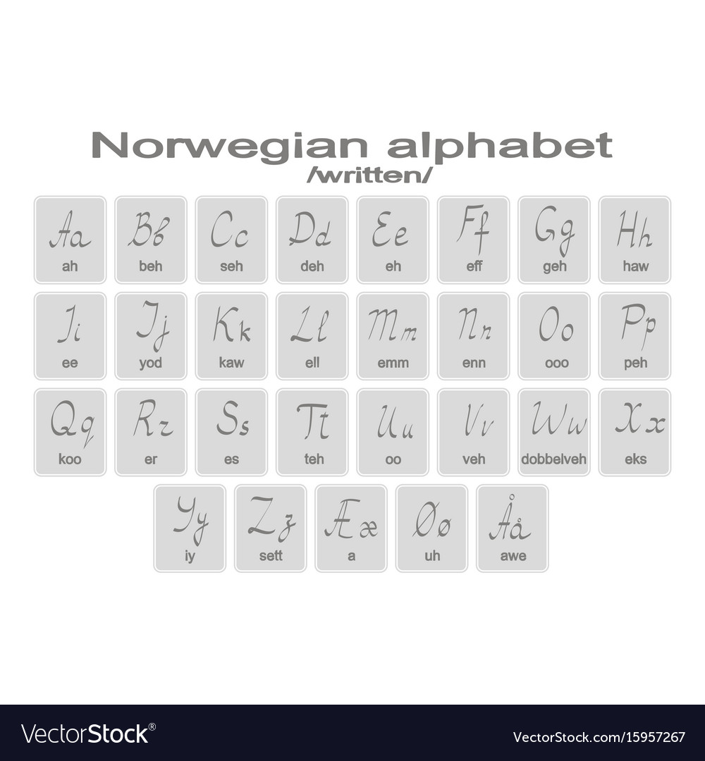 Set Monochrome Icons With Norwegian Alphabet Vector Image