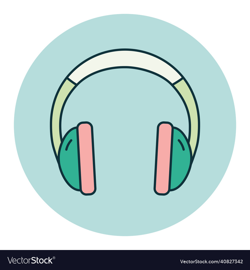 Headphones Flat Icon Music Sign Graph Symbol Vector Image