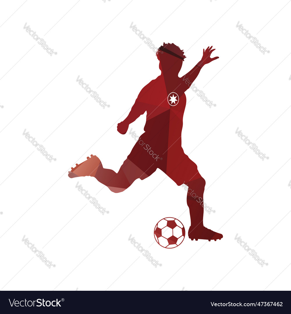 Football Soccer Player Silhouette Man In Action Vector Image