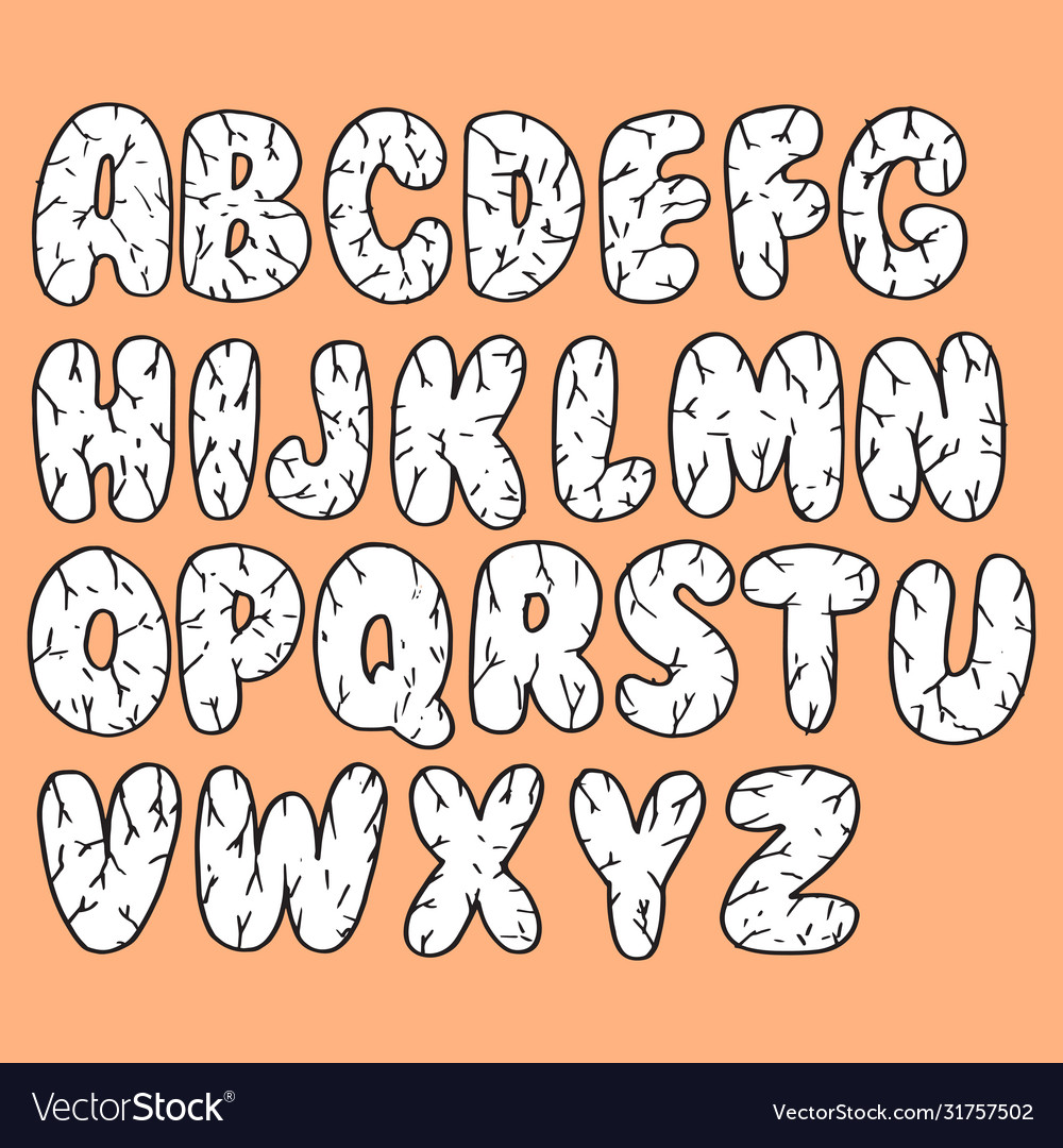 Hand Drawn Doodle Font Set Sketch Alphabet Vector Image