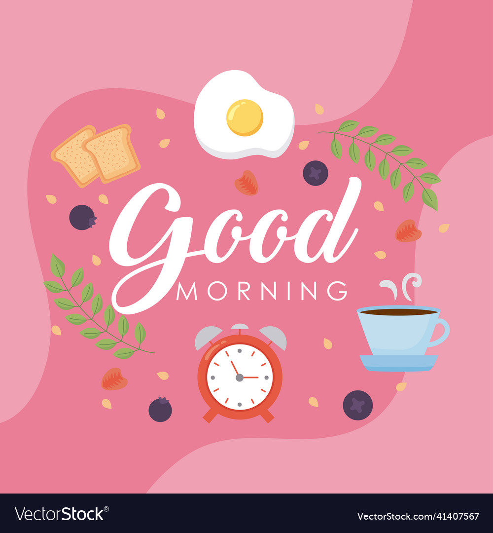 Good Morning Lettering With Icons Royalty Free Vector Image