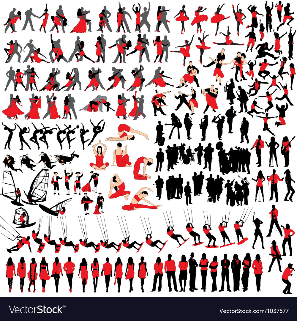 People At Leisure Silhouettes Royalty Free Vector Image