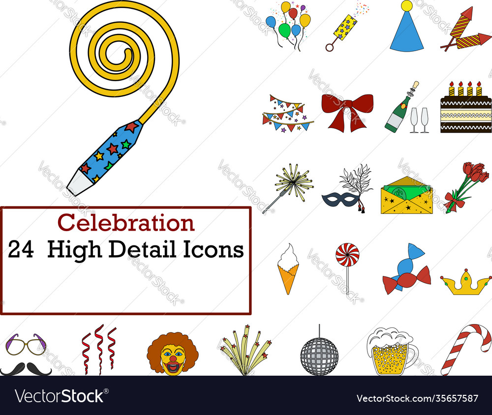 Celebration Icon Set Royalty Free Vector Image