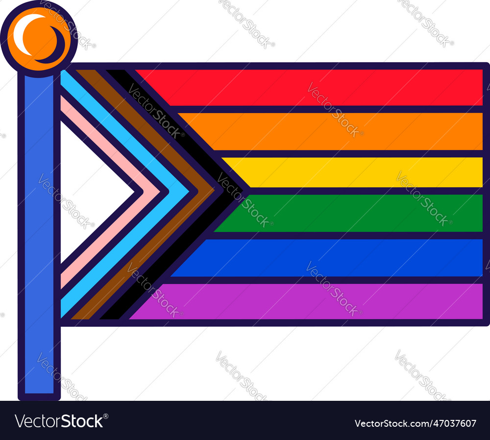 Outline Flagpole Flag Progress Pride Royalty Free Vector