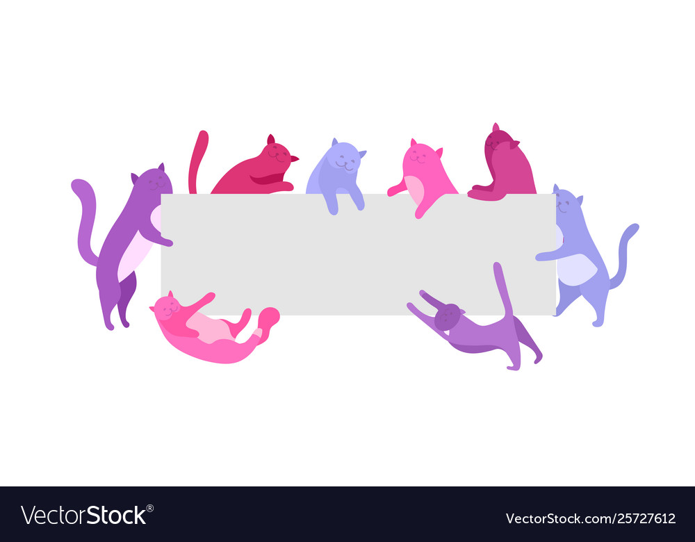 Cute Cats Holding Blank Banner Royalty Free Vector Image