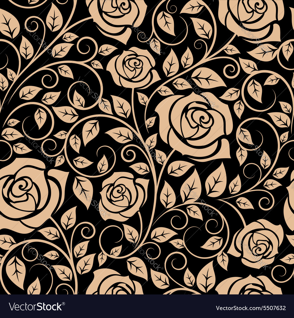 Blooming Roses Floral Seamless Pattern Royalty Free Vector