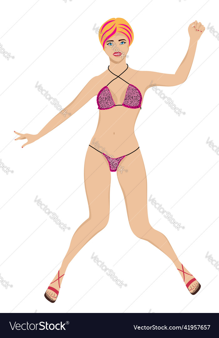 Blond Girl In Leopard Bikini Royalty Free Vector Image