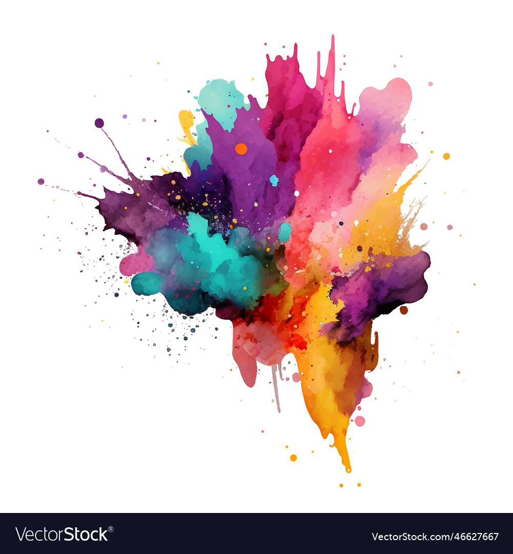 Bright Colorful Watercolor Splash Splatter Stain Vector Image